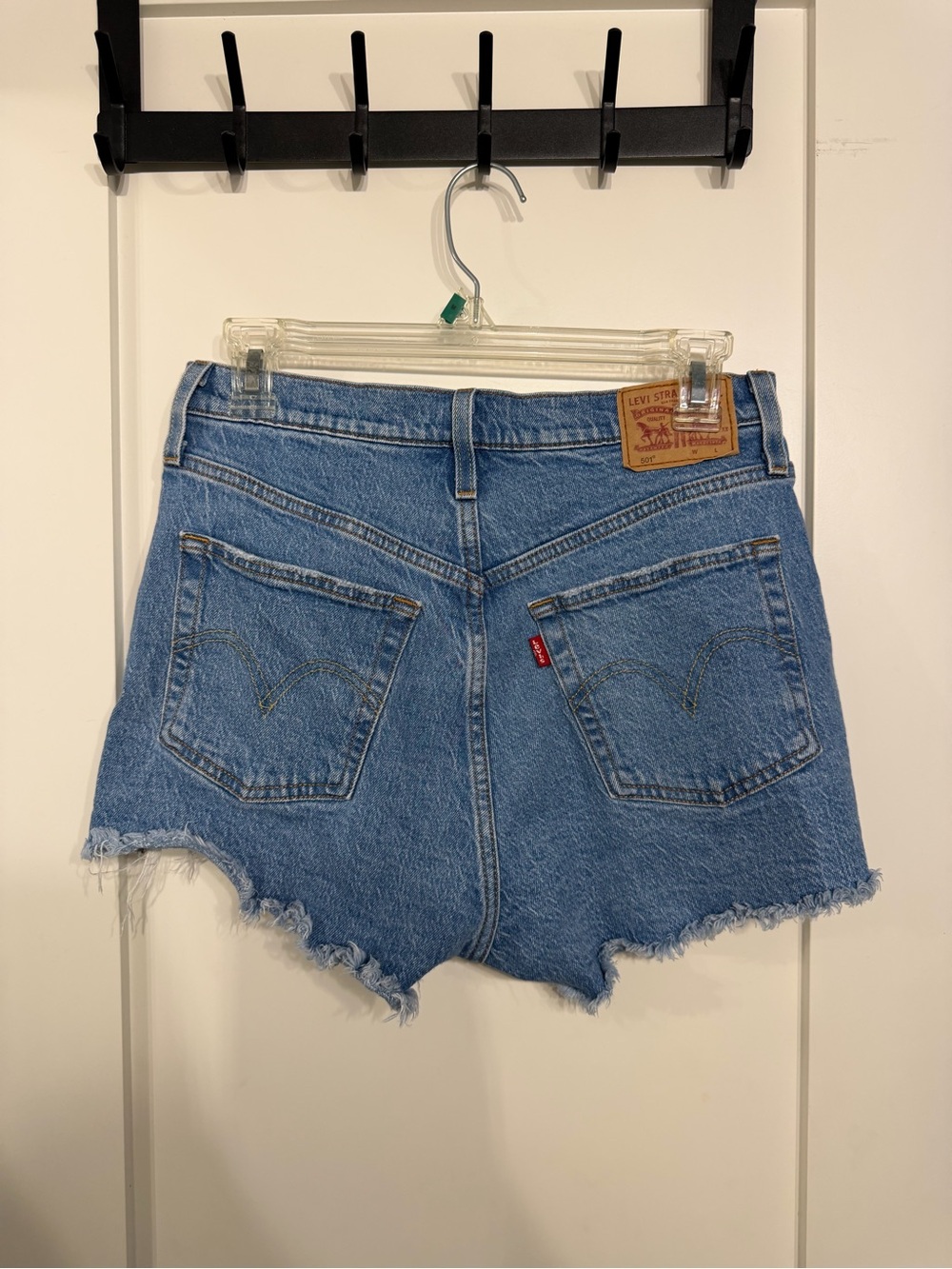 Levi's Medium Blue High-Rise Cutoff Denim Shorts